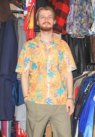 Vintage 90s abstract floral print shirt in multi color