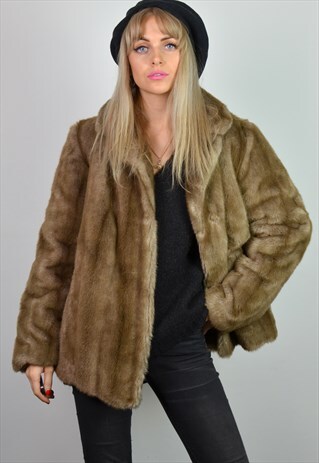 PREMIUM VINTAGE 60S LIGHT BROWN FAUX FUR COAT