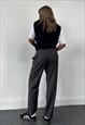 BURBERRY VINTAGE TROUSERS 90S WOOL TAILORED PRINT GREY W30