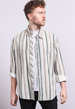 VINTAGE CORDUROY CORD STRIPED SHIRT