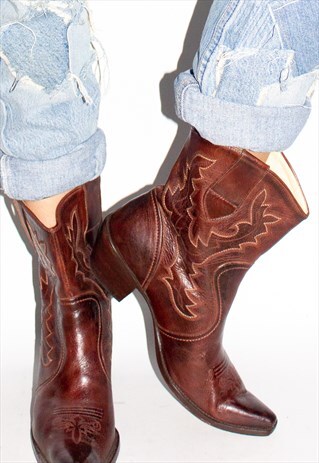 VINTAGE LEATHER WESTERN COWBOY BOOTS