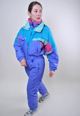 PURPLE VINTAGE ONE PIECE SNOW SUIT, WOMAN 80S SKI SUIT