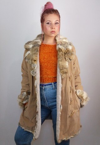 VINTAGE 90'S FAUX SUEDE / FAUX FUR OVERSIZED COAT / JACKET