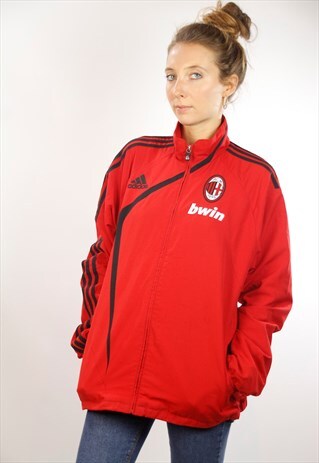 RED ADIDAS SHELL JACKET / AC MILANO WINDBREAKER