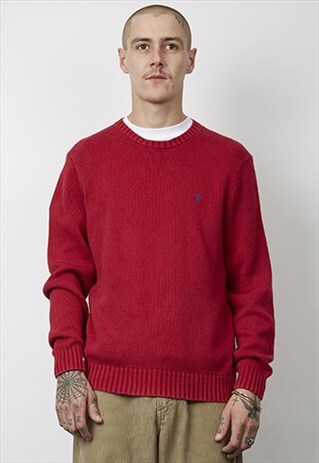 VINTAGE 90'S POLO RALPH LAUREN RED KNIT JUMPER
