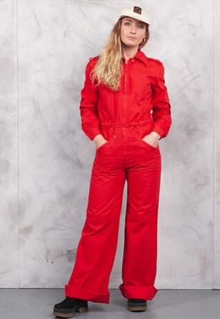 red trouser jumpsuit