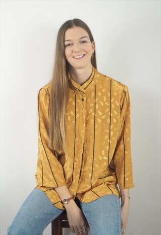 VINTAGE MUSTARD SILKY BLOUSE