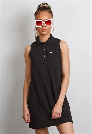 VINTAGE 90'S LACOSTE BLACK POLO SHIRT MINI DRESS