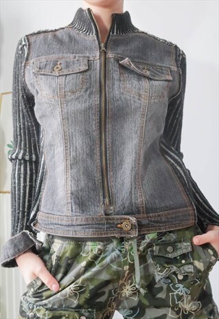 Vintage Y2K Gorpcore Grey Denim Double Zipper Vest