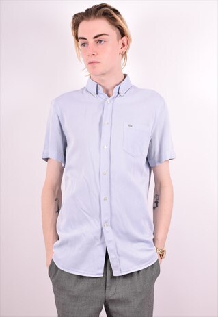 LACOSTE MENS VINTAGE SHIRT MEDIUM BLUE 90S