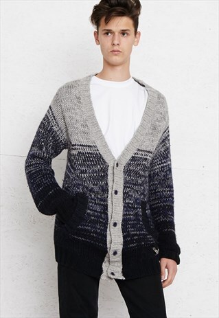 VINTAGE BLUE GREY DIESEL KNIT CARDIGAN