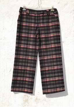 Vintage black/red/beige/white plaided flannel fleece pants