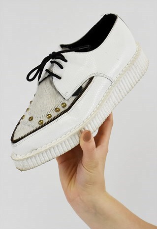 90S RARE VINTAGE AUTHENTIC UNDERGROUND WHITE STUD CREEPERS
