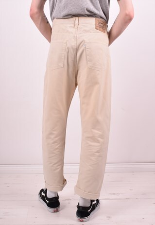 LEVI'S MENS VINTAGE TROUSERS W36 L29 BEIGE 90S