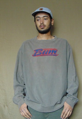 90S MINIMALIST SLOUCHY SKATER SURFER BUM LOGO SWEATSHIRT
