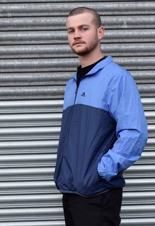 VINTAGE 90S ADIDAS TWO TONE BLUE SPORTSWEAR TRACKSUIT JACKET