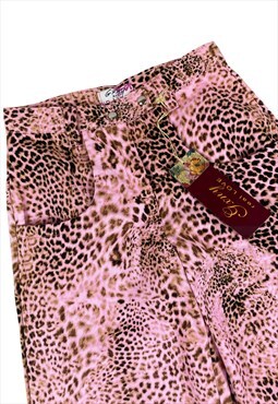 Y2K Pink and Leopard Print Trousers 