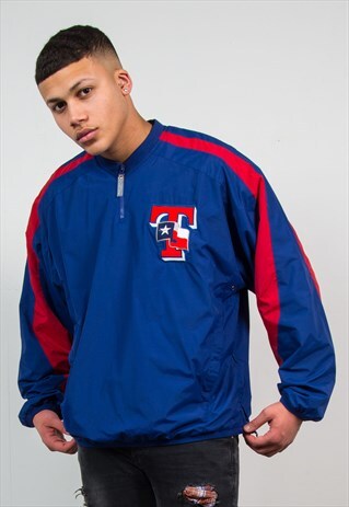 MAJESTIC TEXAS RANGERS QUARTER ZIP WINDBREAKER JACKET