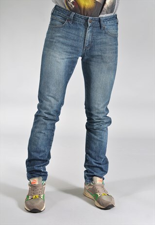VINTAGE WRANGLER DARK BLUE LOW RISE SLIM FIT STRAIGHT JEANS