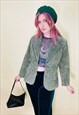 VINTAGE 90S Y2K GENUINE LEATHER SUEDE GREEN JACKET