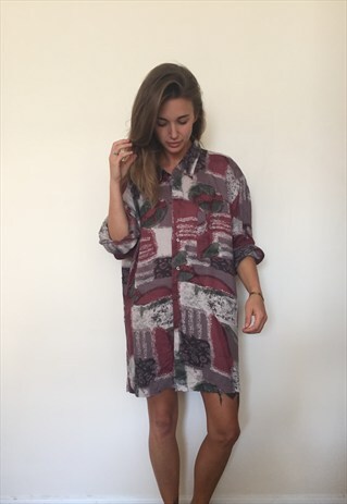 CRAZY PATTERNED VINTAGE RETRO FESTIVAL OVERSIZED SHIRT