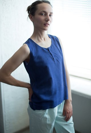 VINTAGE 80'S NAVY BLUE SLEEVELESS TOP