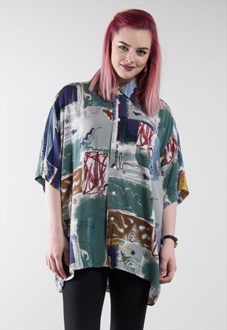 90'S CRAZY PATTERN OVERSIZE FIT SHIRT