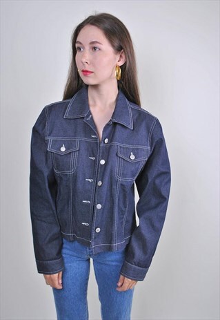 80S DARK BLUE HERITAGE JEANS JACKET, SIZE S