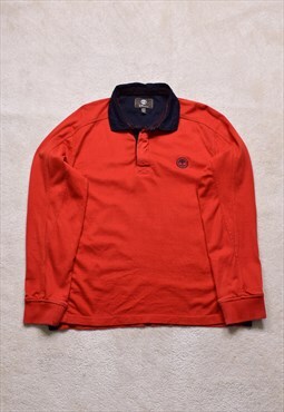 Vintage Timberland Orange Rugby Polo Top
