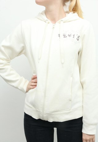 LEVI'S - CREAM ZIP UP HOODIE - MEDIUM