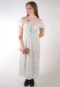 70s Floral Nightgown (S) vintage eyelet fairy regencycore 60