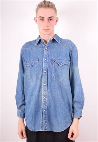 LEVI'S MENS VINTAGE DENIM SHIRT MEDIUM BLUE 90S