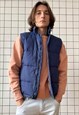 Vintage FRED PERRY Puffer Vest Sleveless Jacket Blue