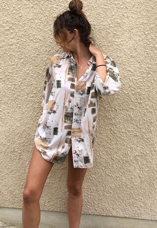 PATTERNED OVERSIZED RETRO VINTAGE UNISEX FESTIVAL SHIRT