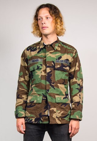 90'S VINTAGE CAMO PATTERN GRUNGE ARMY JACKET