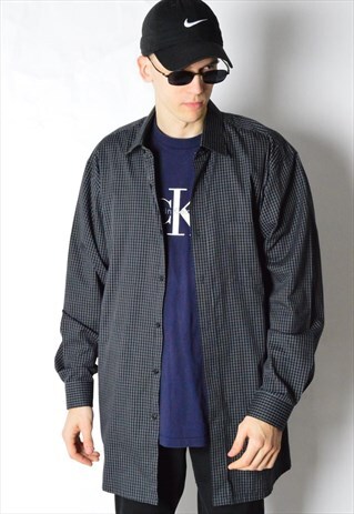 VINTAGE 90S BLACK CHECK LONG SLEEVE SHIRT