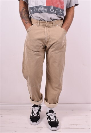 CALVIN KLEIN MENS VINTAGE TROUSERS W34 L33 BEIGE 90'S