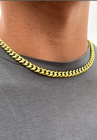 GOLD 7MM THICK CURB CHAIN NECKLACE