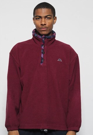 VINTAGE KAPPA 1/4 BUTTON FLEECE RED