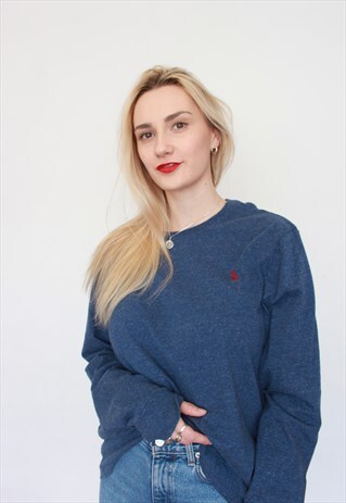 VINTAGE 90S POLO RALPH LAUREN NAVY LONG SLEEVE T-SHIRT