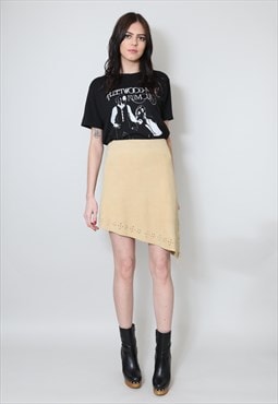 70's Vintage Ladies Skirt Light Tan Brown Soft Suede