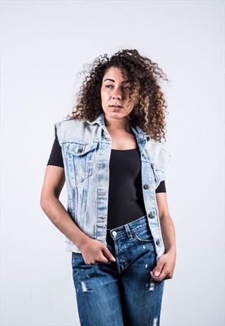 LEVI'S VINTAGE 1980S BLUE DENIM WAISTCOAT JACKET