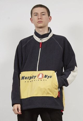 VINTAGE 90'S BLACK/YELLOW FLEECE QUARTER ZIP SWEATSHIRT