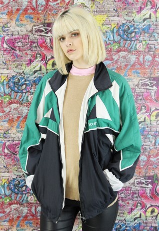 VINTAGE 90S SHELL JACKET/WINDBREAKER. UNISEX SPORTSWEAR.