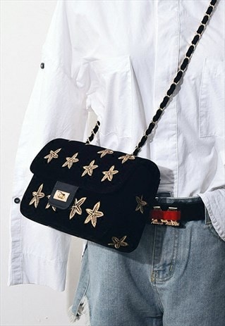 STARS EMBROIDERY CHAIN BAG