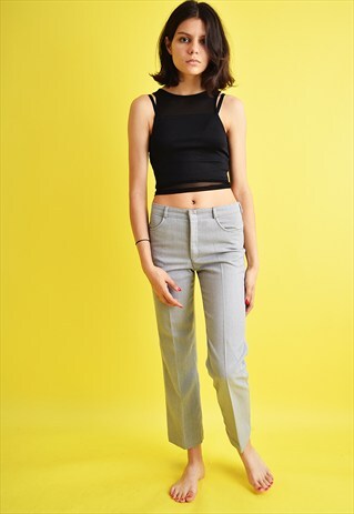 VINTAGE 70'S RETRO CLASSY STRAIGHT CUT HIGHWAISTED TROUSERS
