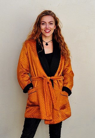 VINTAGE 1970S GOLD QUILTED KIMONO JACKET