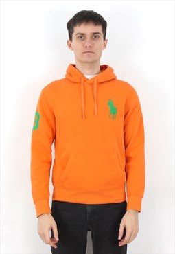 Vintage Mens S Hoodie Orange Logo Sweatshirt Jumper Pullover