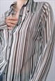 VINTAGE Y2K BLACK AND WHITE MESH STRIPED SHIRT