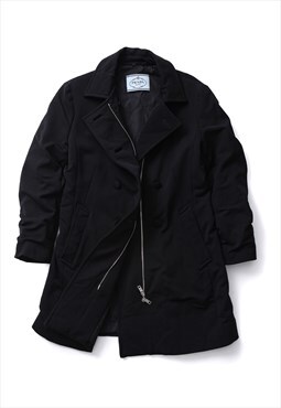 Prada Double Breasted Pea Coat Jacket Black